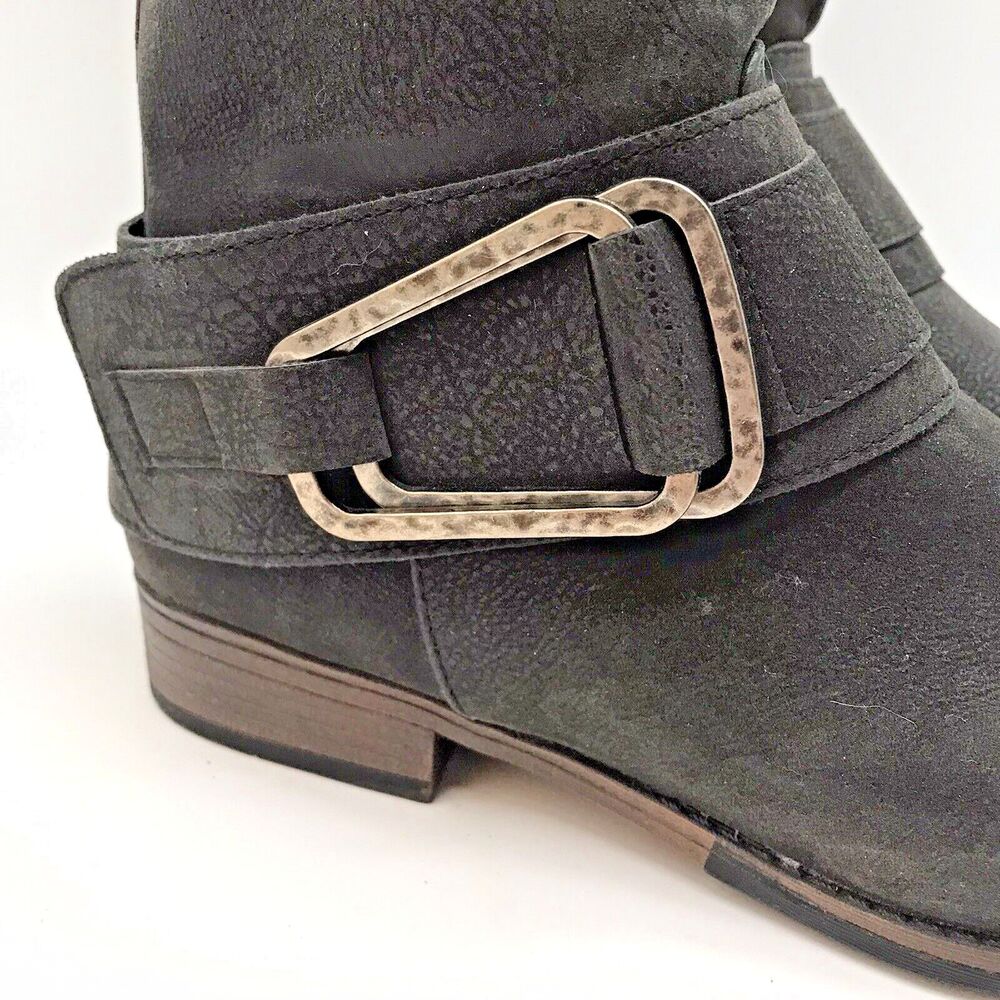 Maurice’s Gabby Big Buckle Brown Riding Boots Women's 9.5M Back Gusset Side Zip